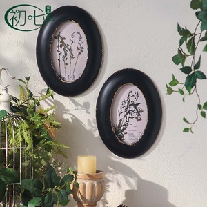 Art mural encadré ovale, imprimé de plantes vintage noires, décoration intérieure pour salon, chambre à coucher, entrée - Product Image 1