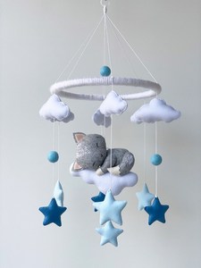 Mobile à suspendre pour bébé, jouet bébé, style boho, nordique, animaux, chaton, chat, chaton, nouveau-né, décoration musicale pour enfants, berceau - Product Image 2