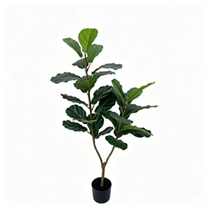 ต้นไม้ประดิษฐ์สีเขียวในกระถางพร้อมของตกแต่งใบต้นไทรสำหรับวางบนพื้นห้องนั่งเล่น - Product Image 1