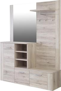 <span class=keywords><strong>Perchero</strong></span> de pasillo de roble arena compacto contemporáneo con <span class=keywords><strong>espejo</strong></span> de banco y almacenamiento de zapatos Juego de muebles de entrada pequeña - Product Image 5