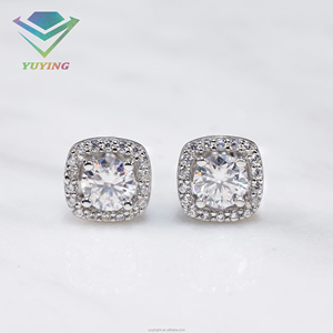 In Stock 925 Sterling <b>Silver</b> VVS Moissanite <b>Stud</b> Earrings 18k gold Plated GRA Certificate Fine Fashion Jewelry for Weddings Gift - Product Image 4