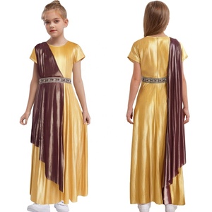 Vestido Metálico Brillante Tipo Túnica Griega para Niñas de 6 a 16 Años, Disfraz de Cosplay para Fiestas, Eventos Temáticos, Disfraces de Baile Infantiles - Product Image 2
