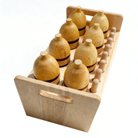 Children's Wooden Percussion Instrument Orff Music Teaching Storage Box Set with Drum & Xylophone-Six Pieces
