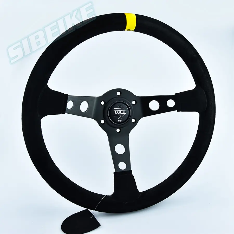 Custom JDM Leather SPORTS Steering Wheel Racing Car 350mm 14inch Suede Leather Steering Wheel