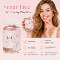 Produits de beauté en marque blanche OEM/ODM : Bonbons gommeux végétaliens pour la santé des cheveux, enrichis en biotine et vitamines, pour femmes et hommes adultes, sans gluten