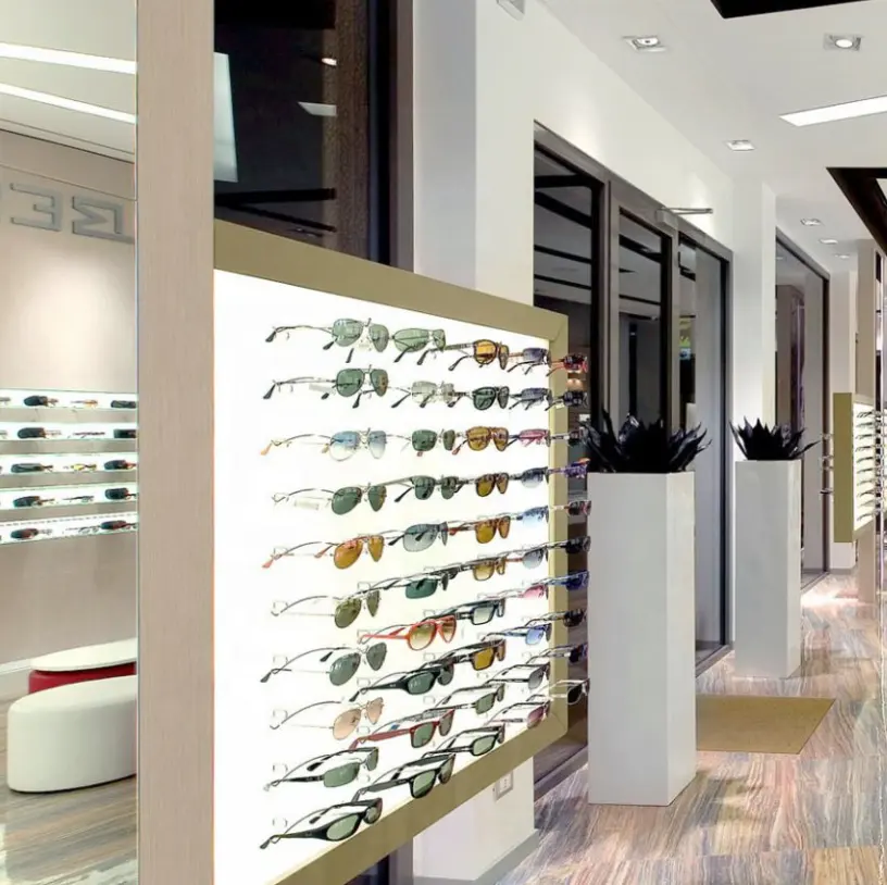 Fashion Sunglasses Retail Stores Interior Shopfittings Design Eyeglasses Showcase Display Counter Wooden Furniture Wholesale