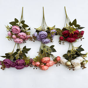 Fleurs de pivoine artificielles en soie de haute qualité à 6 têtes pour la décoration de mariages, de fêtes et d'intérieurs - Product Image 5