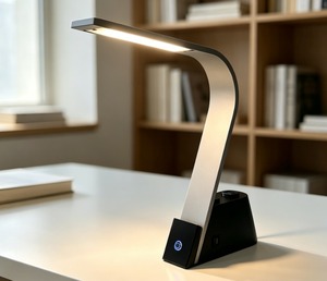 Lampe d'hôtel personnalisée H4 King Room, lampe de table LED avec interrupteur, double prise, charge USB, abat-jour en cristal, lumière du jour 5000K - Product Image 1