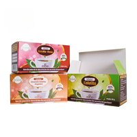 Emballages personnalisés pour thé énergétique à l'hibiscus biologique, impression quadricolore, gaufrage, laminage mat, matériaux recyclés