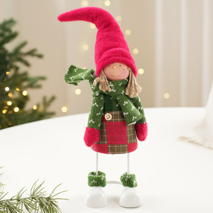 LingKai Girl Figurine Standing Red and Green Creative Gnome Red-Hat Christmas Elf Ornaments - Product Image 2