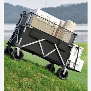 Carreta Plegable <span class=keywords><strong>de</strong></span> Alta Resistencia para Camping <span class=keywords><strong>de</strong></span> 600L y 450lbs <span class=keywords><strong>con</strong></span> Mesa Extraíble, Carrito Utilitario Plegable para Exteriores <span class=keywords><strong>con</strong></span> Rotación <span class=keywords><strong>de</strong></span> 360° °   <span class=keywords><strong>Ruedas</strong></span> - Product Image 2