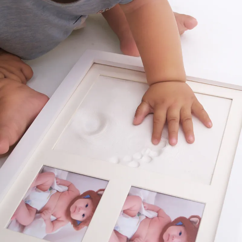 Kit de manos y huellas de bebé, regalo de baby shower para madre, formulario de registro de bebé, regalo de recuerdo, marco de huellas de manos y pies para recién nacidos