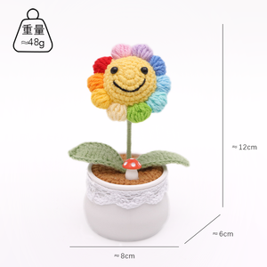 Meilleures ventes : Plante en pot au crochet Tournesol Positif, Fleur arc-en-ciel au crochet, Nouveauté, Cadeaux pour <span class=keywords><strong>la</strong></span> Fête des Mères et Noël - Product Image 4