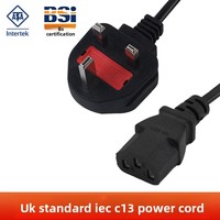 Kabel Adaptor Daya Inti Tembaga Bersertifikasi BS Standar Inggris Tiga-pin Bentuk-L IP11 1.5m yang Disetujui untuk Keamanan, untuk Komputer