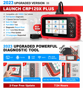 Para <span class=keywords><strong>Launch</strong></span> <span class=keywords><strong>X431</strong></span> <span class=keywords><strong>CRP129X</strong></span> Plus actualización gratuita de por vida OBD2 escáner de coche herramienta de diagnóstico Analizador de motor CRP 129x CRP 129 CRP 129V2.0 - Product Image 2