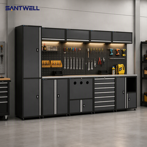 Steel <b>Garage</b> <b>Workbench</b> Cabinet System Modular Tool Storage Cabinet Set with Pegboard Drawers and Locking Storage - Product Image 4