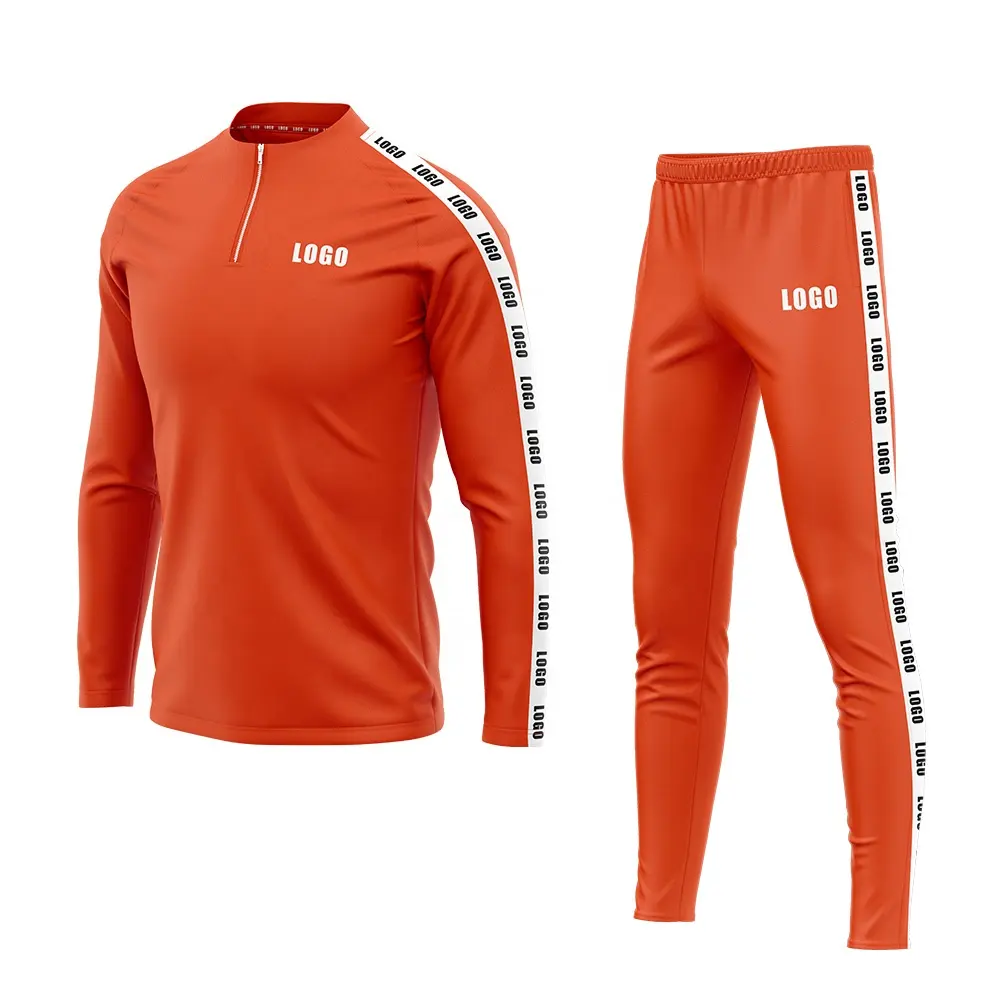 사용자 정의 디자인 학교 유니폼 tracksuits 폴리 에스터 패브릭 도매 지퍼 축구 훈련 tracksuits