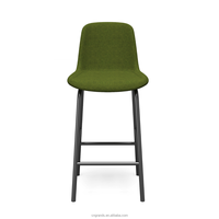 Tabouret de bar moderne et tendance de style nordique, avec assise en tissu et pieds en acier fixes, chaise rembourrée en tissu pour bar à domicile, salle à manger, salon - Vente en gros