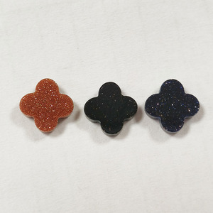 Gemas Naturales de Arenisca Dorada/Azul/Negra de 7mm, Cuentas Planas Dobles con Forma de Trébol de Cuatro Hojas Azul Estrellado para la Fabricación de Joyas - Product Image 4