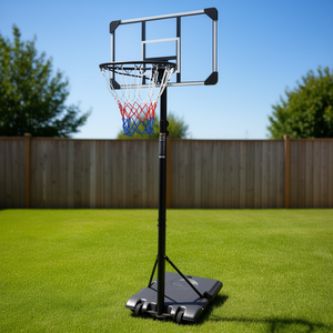 But de basket-ball portable, hauteur réglable de 5,6 à 7 pieds, panneau de 28 pouces, base stable, roues, équipement d'entraînement intérieur/extérieur - Product Image 2