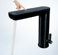 Nouvelle technologie sans alimentation externe, robinet à détection tactile noir, mélangeur d'eau chaude et froide, robinet de lavabo à détection tactile