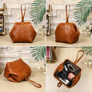 Bolso Mini de Mano <span class=keywords><strong>para</strong></span> Mujer con Cierre de Bisagra Metálica, de Cuero Genuino de Grano Completo Curtido Vegetal, Bolso Pequeño <span class=keywords><strong>para</strong></span> Uso Diario, Casual o Fiestas - Product Image 2