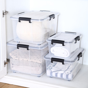 Contenedores de Plástico Transparente Apilables, <span class=keywords><strong>Cajas</strong></span> de Almacenamiento Herméticas de Plástico PP, Organizador de <span class=keywords><strong>Ropa</strong></span>, Caja de Almacenamiento con Tapa - Product Image 2