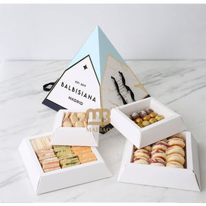 Pyramide de Ramadan arabe personnalisée boîte de nourriture pour pâturage boulangerie <span class=keywords><strong>halal</strong></span> collation dessert pâtisserie friandise pyramide emballage empilable Kraft - Product Image 4