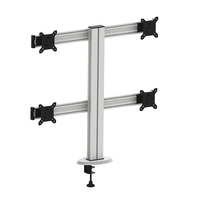 New Koford Four Monitor Stacked Mount Stand with Tilt Swivel Aluminum Alloy 32-Inch Screen White/Black VESA 75-200mm