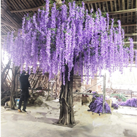 Grand arbre artificiel de glycine en soie, arbre fleuri violet pour mariage, arbre de glycine artificiel en fibre de verre pour décoration