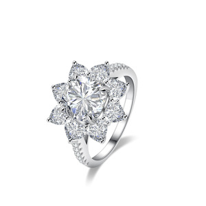 Stile classico anello Moissanite <span class=keywords><strong>925</strong></span> <span class=keywords><strong>argento</strong></span> D colore 1ct 2ct 3ct PassTest diamante GRA certificazione anelli diamanti Moissanite - Product Image 2