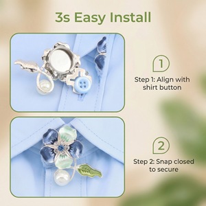 Boutons de chemisier en émail à motif floral avec accent perle et cristal, boutons à motif floral effet goutte d'huile pour mariage et fiançailles, vente en gros - Product Image 4