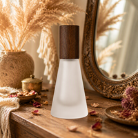 Flacon roll-on conique en verre ambré de 15 ml avec couvercle en bambou pour sérums et huiles essentielles, protection UV