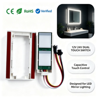 Contrôleur anti-buée pour miroir DC24V, interrupteur tactile double bouton pour miroir de salle de bain intelligent à LED avec contrôle par capteur capacitif