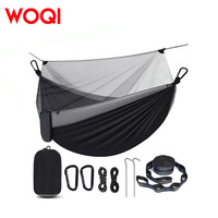 WOQI Hamac de voyage pliable en nylon léger 2 places avec moustiquaires et sangles d'arbre pour le camping