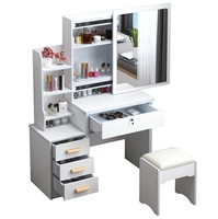 Ensemble coiffeuse et tabouret de style panneau moderne et minimaliste pour chambre à coucher, idéal pour la location et le maquillage