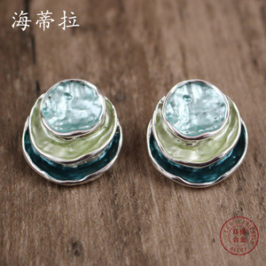 ต่างหูแฟชั่นทรงเค้กทรงกลมสามชั้นสีสันสดใส - Product Image 2