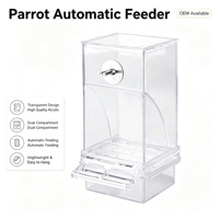 Mangeoire à oiseaux en acrylique transparente, nouveau style, double compartiment, distributeur automatique de nourriture pour perroquets, sissinos et pivoines - Meilleure vente