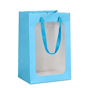 Bolsas de Papel Personalizables con Logotipos Impresos, Ventana Transparente de Plástico, Asa Portátil, para Ramos de Flores y Regalos - Product Image 1