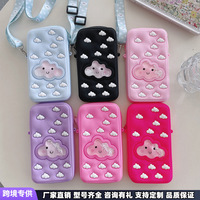 Étui de téléphone portable créatif en silicone liquide avec motif nuage de dessin animé, pochette à monnaie, sac bandoulière, pochette de rangement antichoc