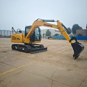 Mini-excavatrice sur chenilles Shantui SE75, hydraulique, jaune, garantie 1 an, roulement haute performance, équipement de construction - Product Image 4