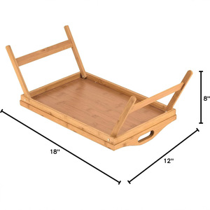 Wooden Folding Tray With Handles Portable <b>Foldable</b> Easy Clean Durable Serving Tray For Breakfast Snacks Computer <b>Desk</b> Use - Product Image 5