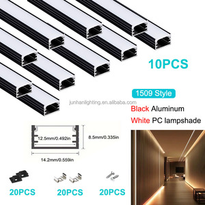 1509 10aw/BW đen anodized dẫn nhôm hồ sơ, dẫn dải ánh sáng nhôm đùn hồ sơ kênh với bộ khuếch tán - Product Image 2
