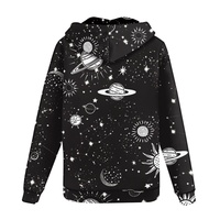 Sweat-shirt à capuche imprimé sur toute la surface Hip Hop Streetwear Galaxy Planet pour hommes, système solaire spatial, décontracté, écologique