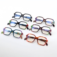 Cadre de lunettes rétro japonais fait à la main personnalisé coloré acétate cadre lunettes plein cadre hommes couleur bloc plaque Protection