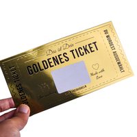 Tarjeta de papel dorado personalizada con lata de estampado negro Tarjeta de rascar de escritura personalizada Boleto dorado