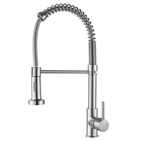 Robinet de cuisine monotrou en acier inoxydable 304, eau chaude/froide, modèle télescopique extractible et relevable, direct usine - Réf. 33