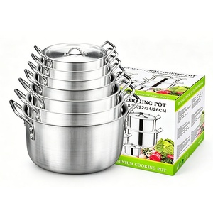 7 Pieces Aluminum <b>Pot</b> <b>Set</b> Die-cast Durable Gas Stove Compatible Eco-friendly Modern Design Kitchenware <b>Set</b> Cooking <b>Pot</b> Pan <b>Set</b> - Product Image 2