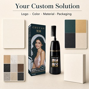 Crème colorante capillaire naturelle noire pour femmes et hommes, facile à utiliser, avec peigne intégré, marque privée, longue tenue - Product Image 1