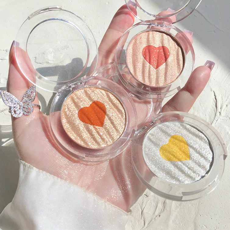 FAICCIA набор для макияжа в форме сердца сладкой мяты мерцающий золотой металлический бронзер и румяна хайлайтер палитра
